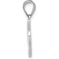 14K White Gold Script Letter "I" Initial Pendant - Polished Finish with Rhodium Plating by Oro Pregiato