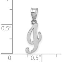 14K White Gold Script Letter "I" Initial Pendant - Polished Finish with Rhodium Plating by Oro Pregiato
