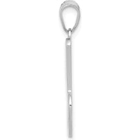 14K White Gold Script Letter "J" Initial Pendant - Polished Finish by Oro Pregiato