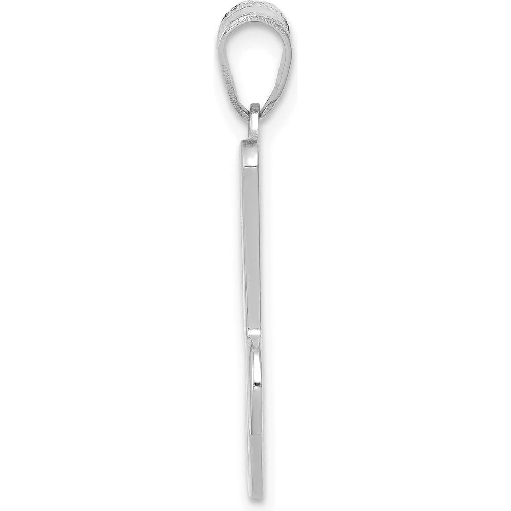 14K White Gold Script Letter "J" Initial Pendant - Polished Finish by Oro Pregiato
