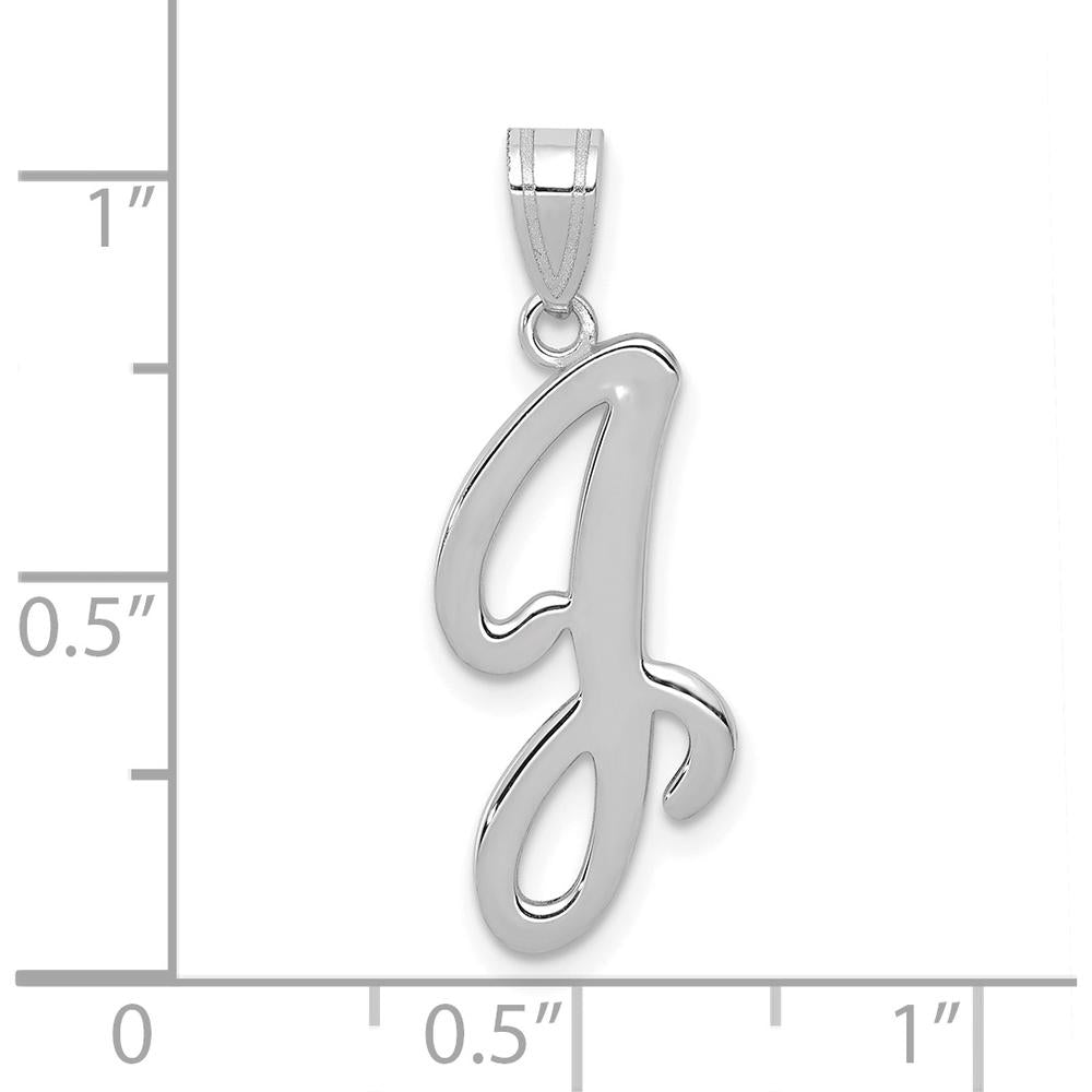 14K White Gold Script Letter "J" Initial Pendant - Polished Finish by Oro Pregiato