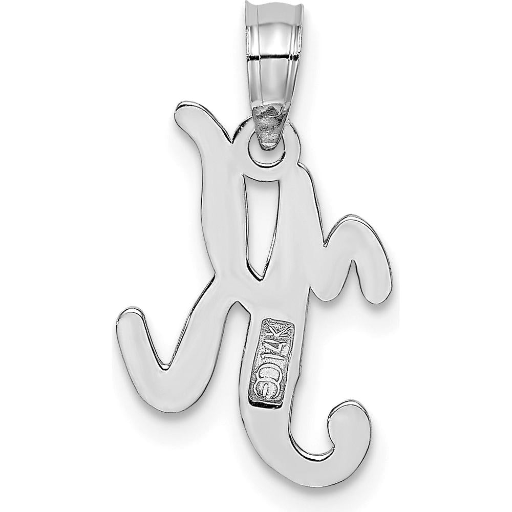 14K White Gold Script Letter K Initial Pendant with Polished Finish by Oro Pregiato