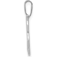 14K White Gold Script Letter K Initial Pendant with Rhodium Plating by Oro Pregiato