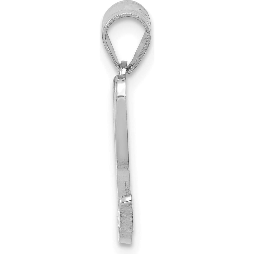 14K White Gold Script Letter L Initial Pendant - Polished Rhodium Finish by Oro Pregiato
