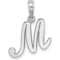 14K White Gold Script Letter "M" Initial Pendant - Personalized Luxury Jewelry by Oro Pregiato