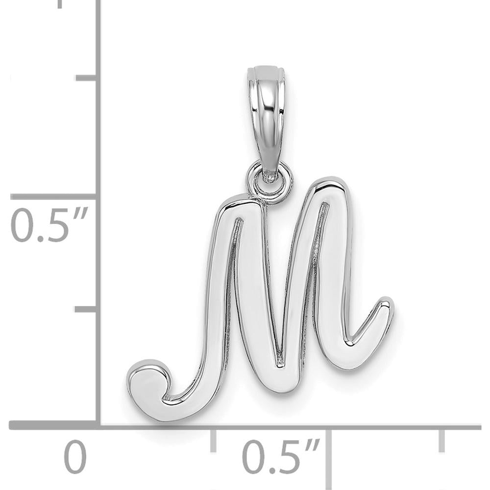14K White Gold Script Letter "M" Initial Pendant - Personalized Luxury Jewelry by Oro Pregiato