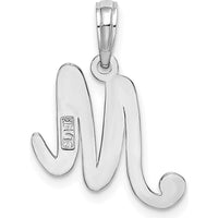 14K White Gold Script Letter "M" Initial Pendant - Personalized Luxury Jewelry by Oro Pregiato