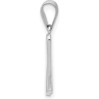 14K White Gold Script Letter M Initial Pendant with Polished Finish and Rhodium Plating by Oro Pregiato