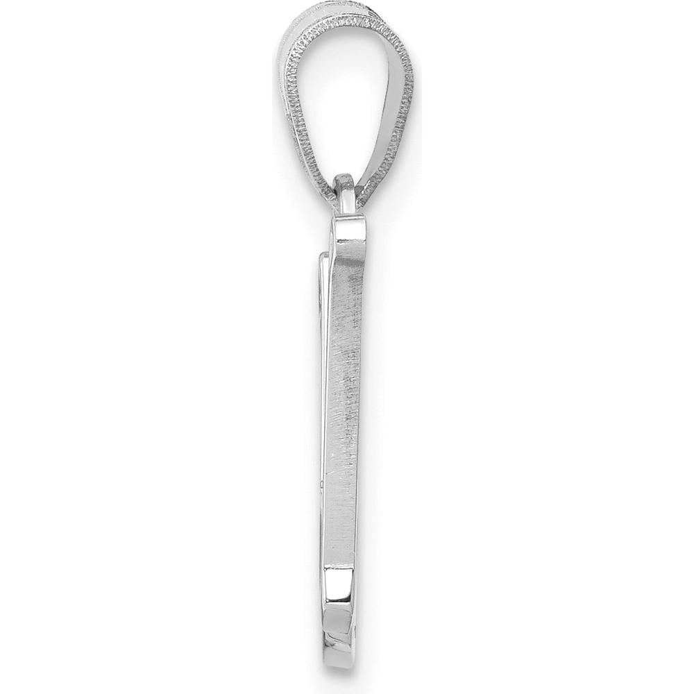 14K White Gold Script Letter N Pendant with Rhodium Plating by Oro Pregiato