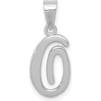 14K White Gold Script Letter "O" Initial Pendant with Polished Finish and Rhodium Plating by Oro Pregiato