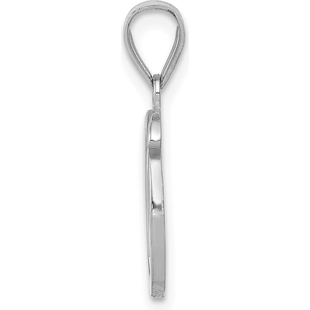 14K White Gold Script Letter "O" Initial Pendant with Polished Finish and Rhodium Plating by Oro Pregiato