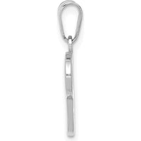14K White Gold Script Letter P Pendant - Rhodium Plated, Polished Finish by Oro Pregiato