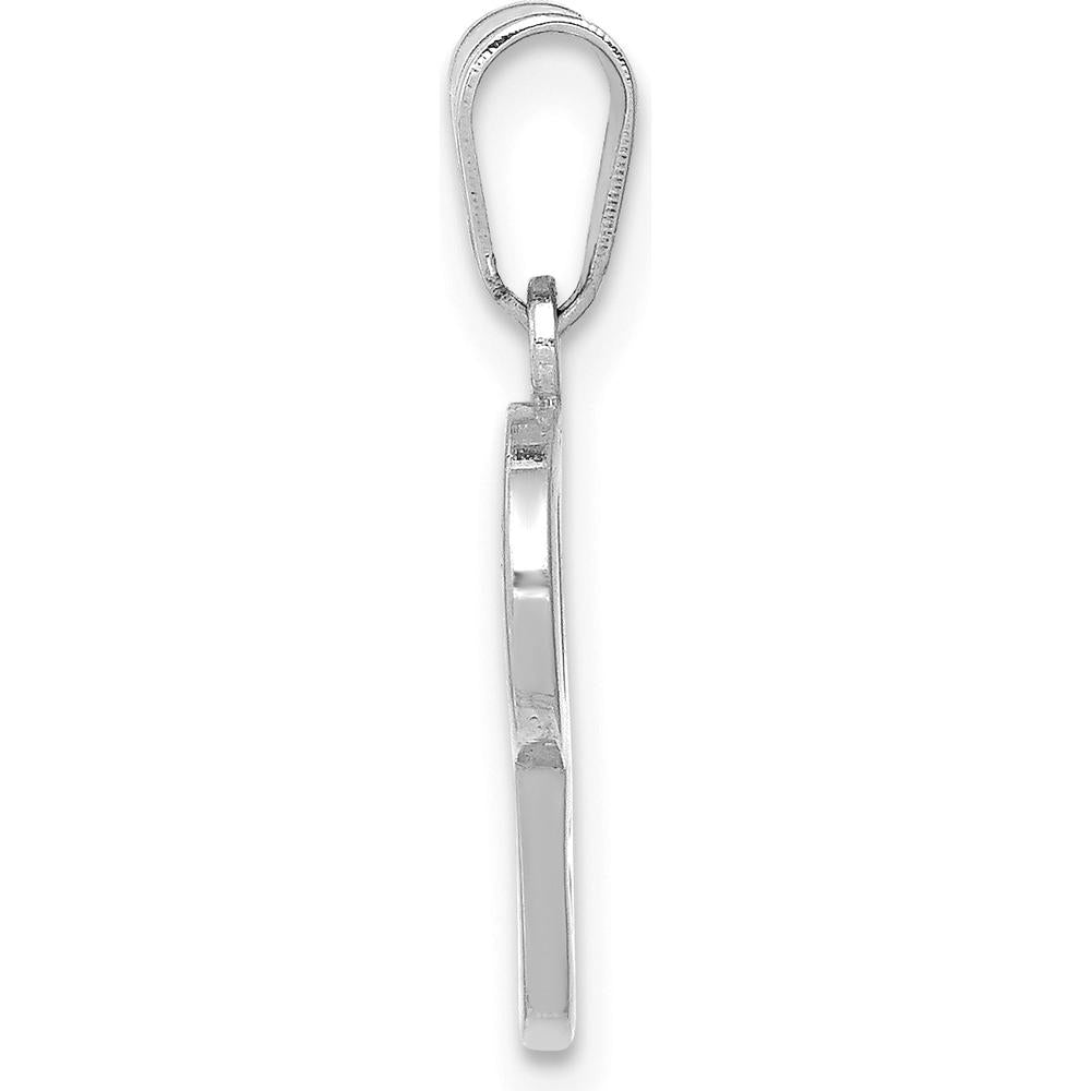 14K White Gold Script Letter P Pendant - Rhodium Plated, Polished Finish by Oro Pregiato