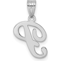 14K White Gold Script Letter P Pendant - Rhodium Plated, Polished Finish by Oro Pregiato