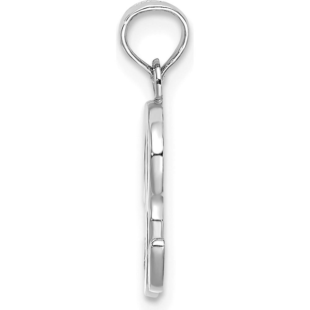14K White Gold Script Letter "R" Pendant with Rhodium Plating by Oro Pregiato