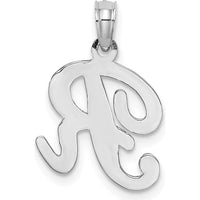 14K White Gold Script Letter "R" Pendant with Rhodium Plating by Oro Pregiato