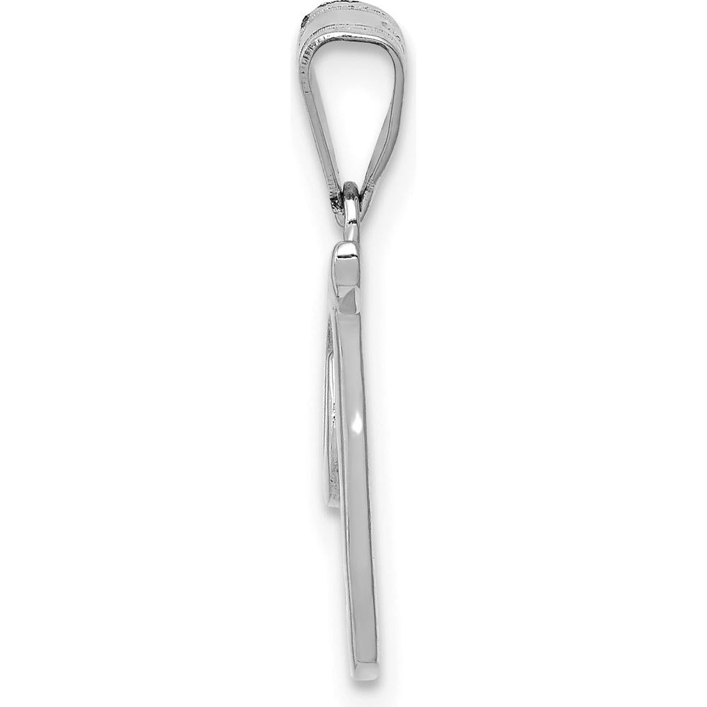 14K White Gold Script Letter T Initial Pendant with Rhodium Plating - Elegant Personalized Charm by Oro Pregiato