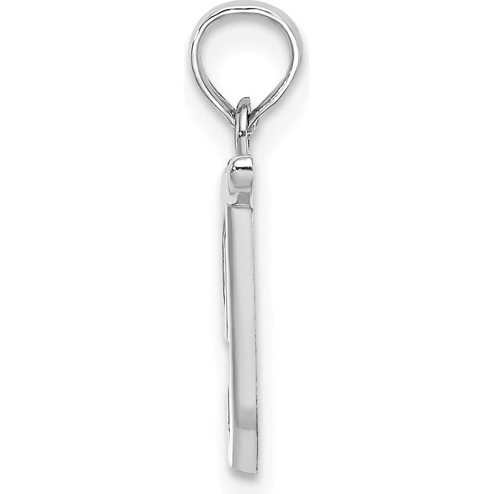 14K White Gold Script Letter T Initial Pendant with Rhodium Plating by Oro Pregiato