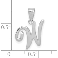 14K White Gold Script Letter W Pendant with Polished Finish - Medium Size by Oro Pregiato