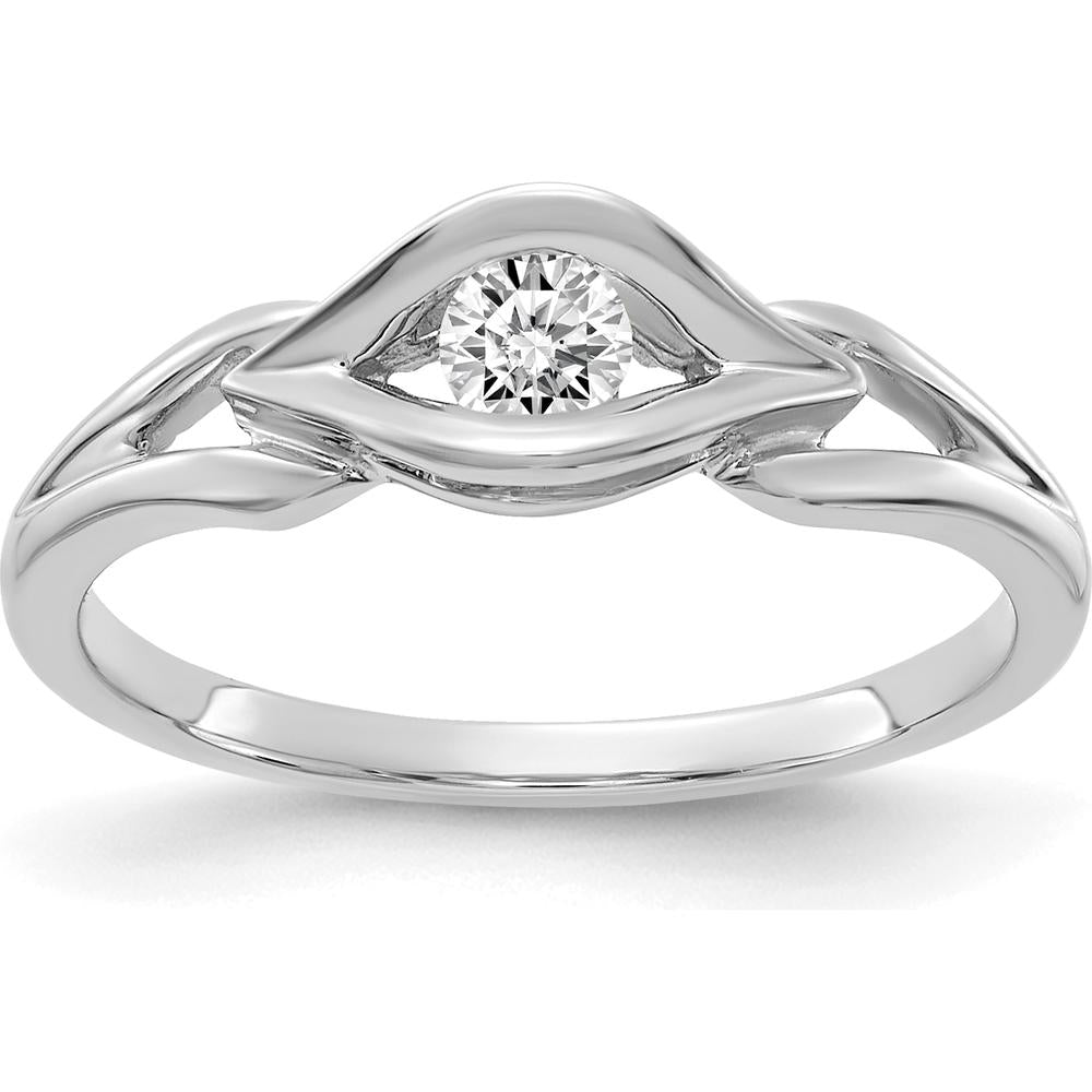 14K White Gold Sculptural Marquise-Inspired Ring with Round Brilliant Diamond Center by Oro Pregiato
