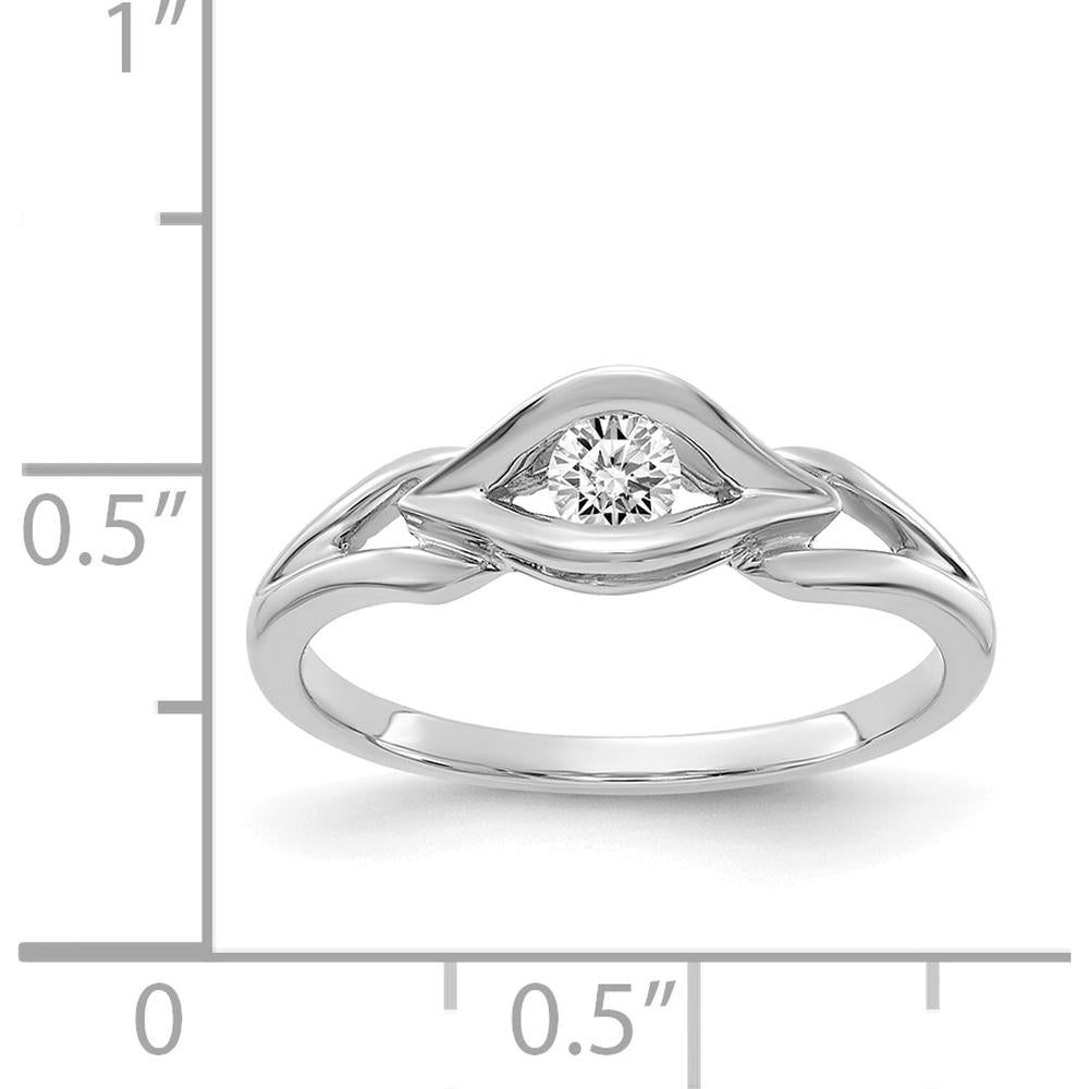 14K White Gold Sculptural Marquise-Inspired Ring with Round Brilliant Diamond Center by Oro Pregiato