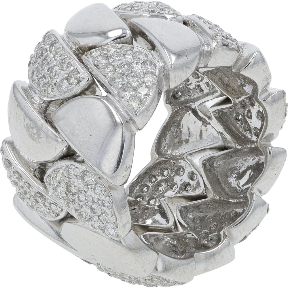 14K White Gold Sculptural Pavé Diamond Ring - 1.80 Carat Total Diamond Weight