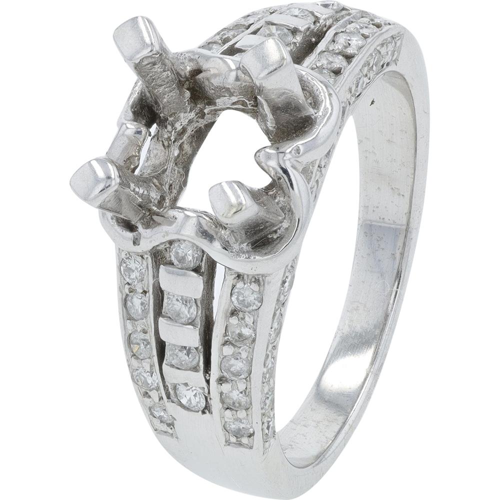 14K White Gold Semi - Mount Engagement Ring with 0.30 Carat Diamond Weight