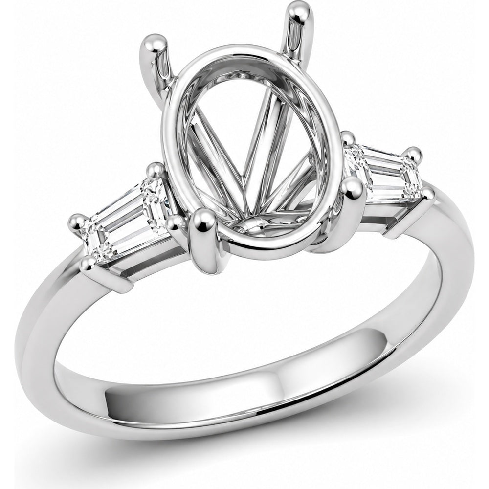 14K White Gold Semi-Mount Engagement Ring with Baguette Lab Grown Diamonds - 0.50 Carat Total Diamond Weight by Auriventus
