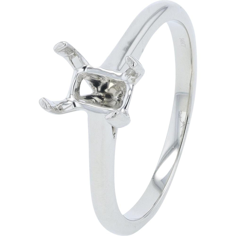 14K White Gold Semi-Mount for 4x6mm Emerald Gemstone