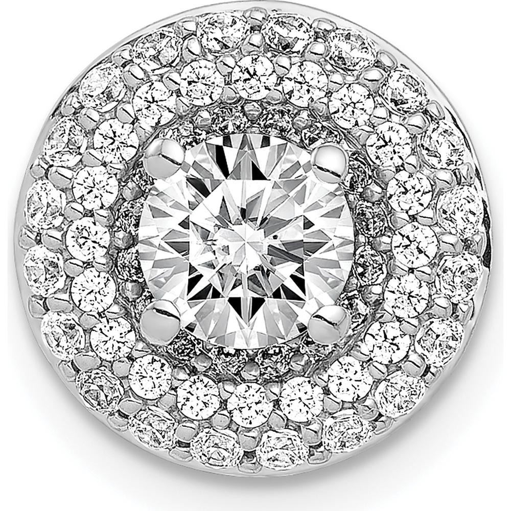 14K White Gold Semi-Mount Halo Diamond Pendant Slide with 0.5 Carat Total Diamond Weight by Monteluci Fine Jewelry