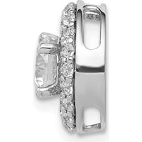 14K White Gold Semi-Mount Halo Diamond Pendant Slide with 0.5 Carat Total Diamond Weight by Monteluci Fine Jewelry
