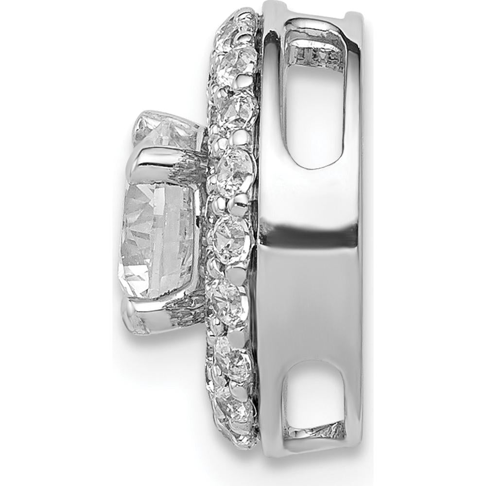 14K White Gold Semi-Mount Halo Diamond Pendant Slide with 0.5 Carat Total Diamond Weight by Monteluci Fine Jewelry