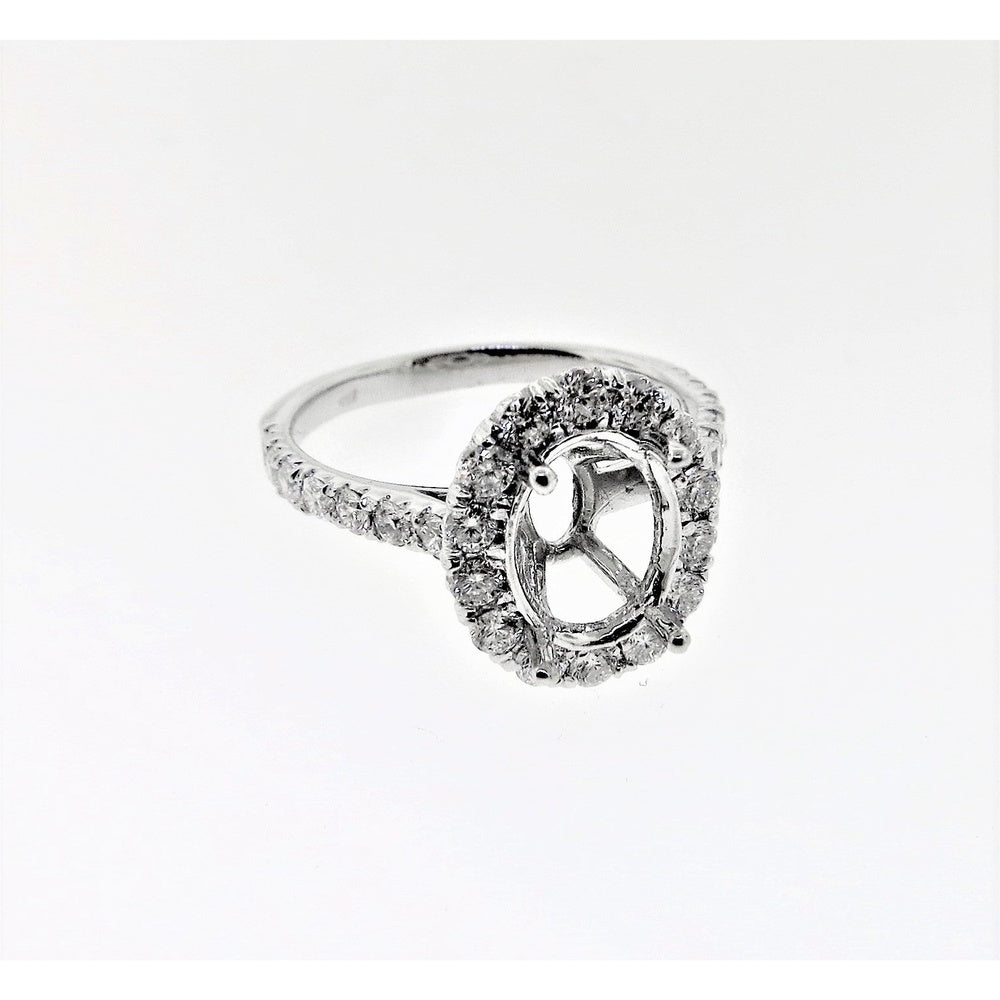 14K White Gold Semi-Mount Halo Ring with Pavé Set Round Diamonds - 0.76 Carat Total Diamond Weight by Auriventus