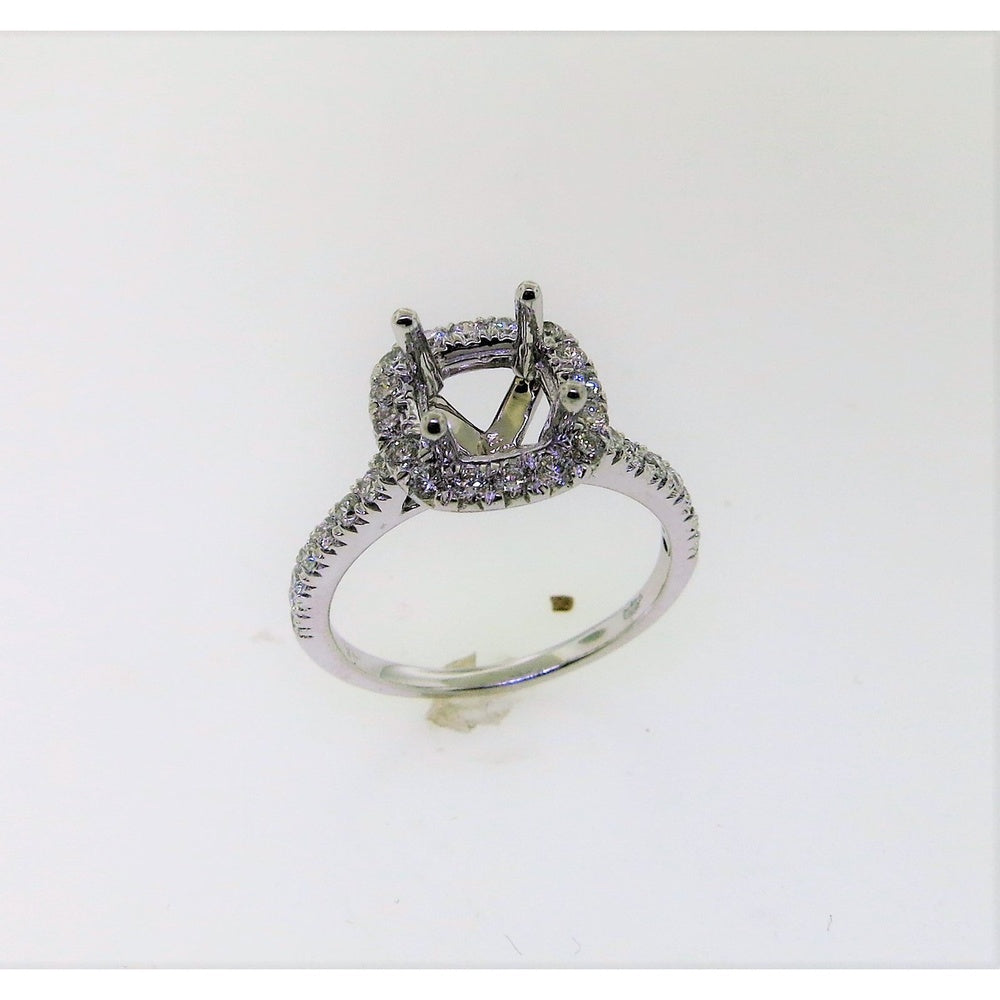 14K White Gold Semi-Mount Halo Ring with Round Brilliant Cut Diamonds - 0.52 Carat Total Diamond Weight by Auriventus
