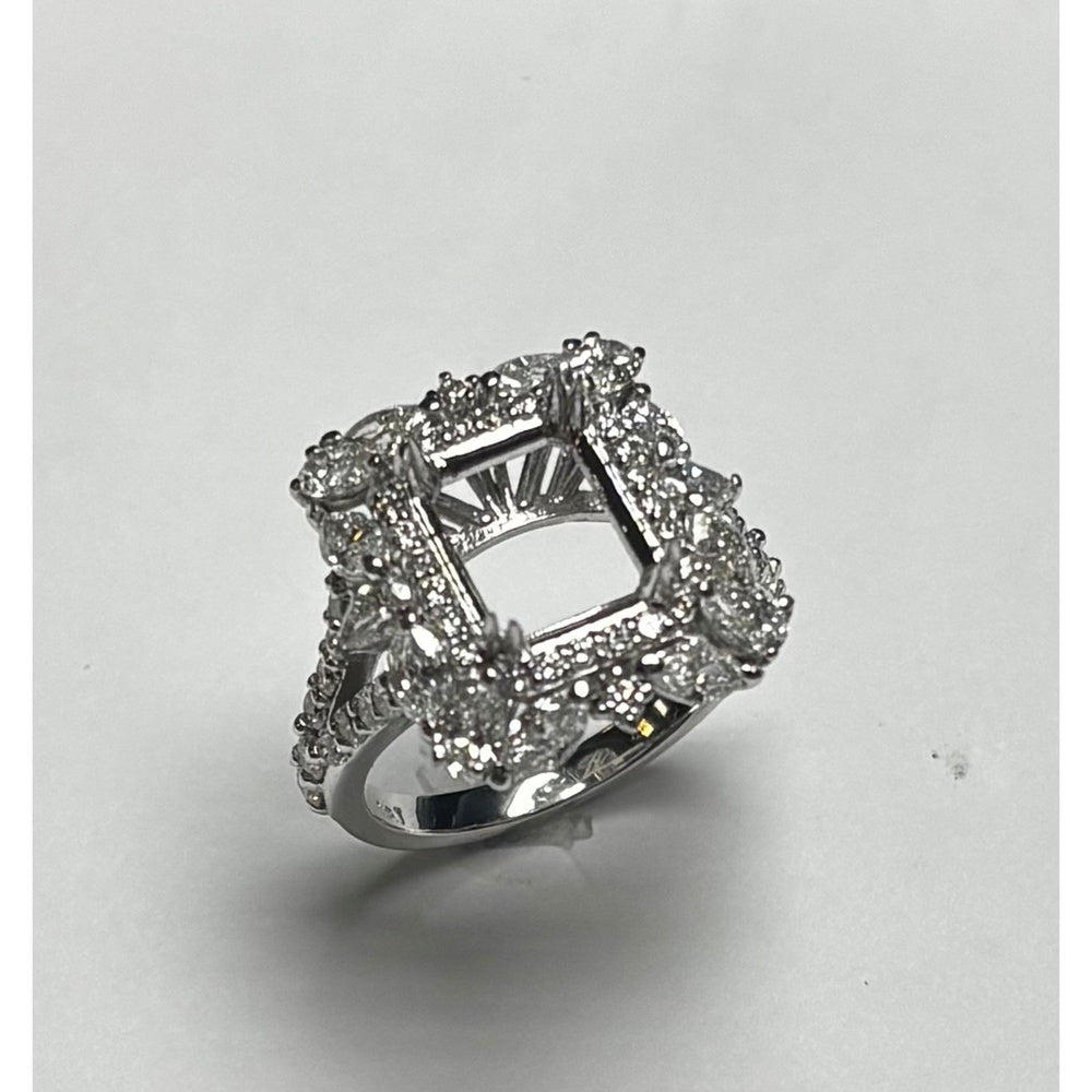 14K White Gold Semi-Mount Halo Ring with Round Brilliant Diamonds - 2.49 Carat Total Diamond Weight by Auriventus