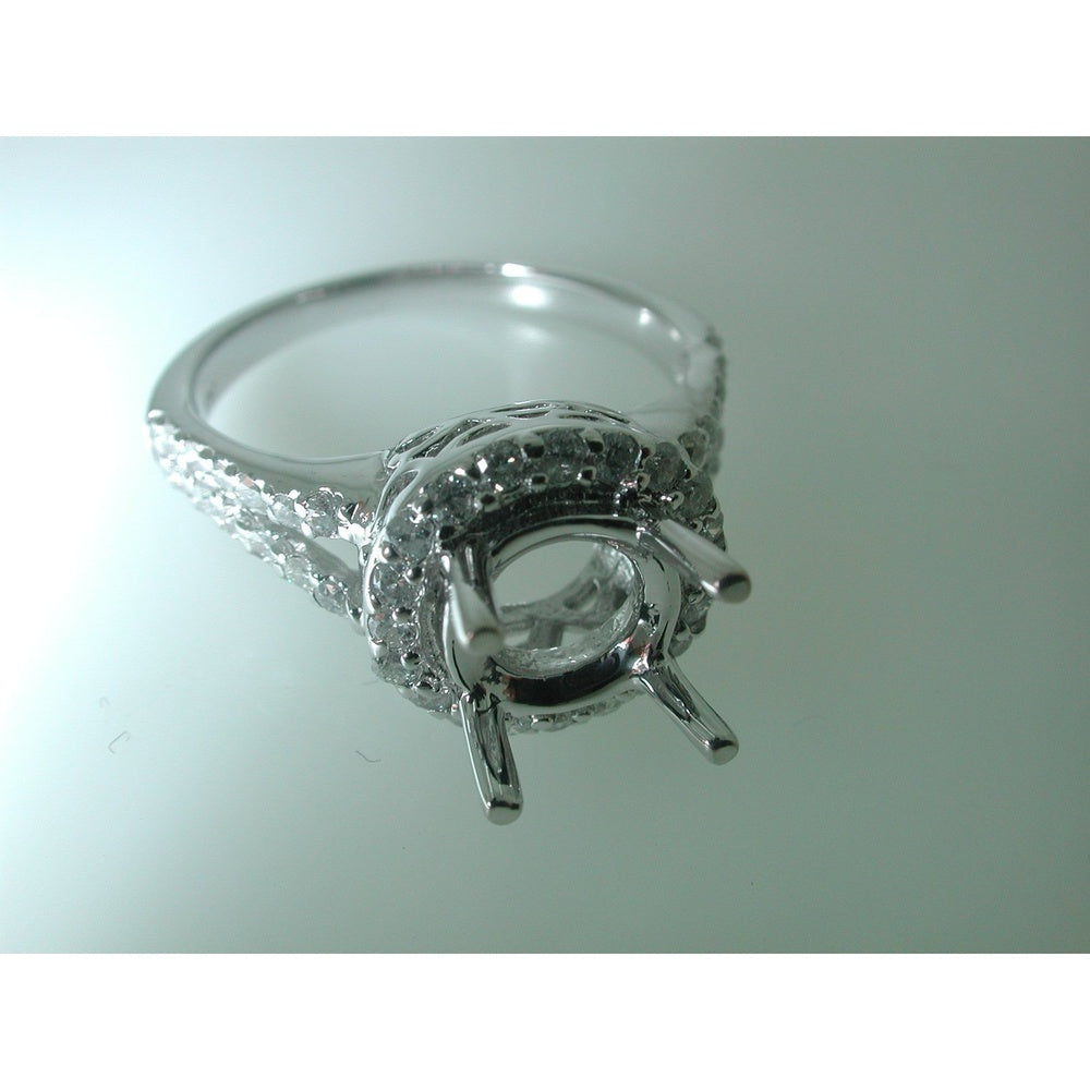 14K White Gold Semi-Mount Halo Ring with Round Diamond Accents - 0.52 Carat Total Diamond Weight by Auriventus