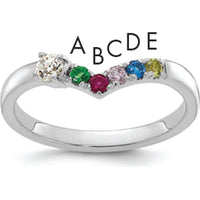 14K White Gold Semi-mount Mother's Ring with 5 Birthstones & Diamond Accent by Oro Pregiato