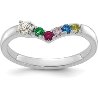 14K White Gold Semi-mount Mother's Ring with 5 Birthstones & Diamond Accent by Oro Pregiato