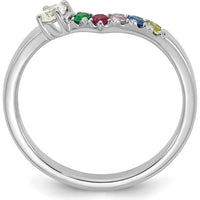 14K White Gold Semi-mount Mother's Ring with 5 Birthstones & Diamond Accent by Oro Pregiato