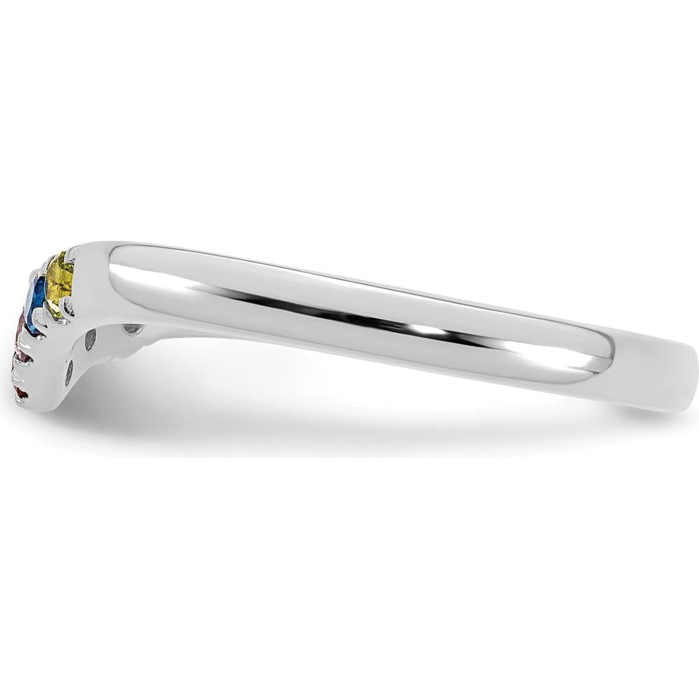 14K White Gold Semi-mount Mother's Ring with 5 Birthstones & Diamond Accent by Oro Pregiato