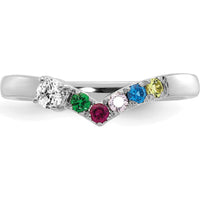 14K White Gold Semi-mount Mother's Ring with 5 Birthstones & Diamond Accent by Oro Pregiato