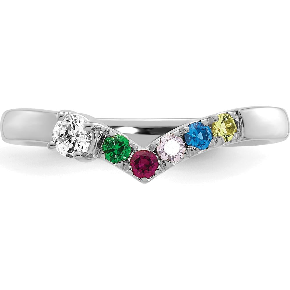 14K White Gold Semi-mount Mother's Ring with 5 Birthstones & Diamond Accent by Oro Pregiato