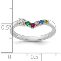 14K White Gold Semi-mount Mother's Ring with 5 Birthstones & Diamond Accent by Oro Pregiato