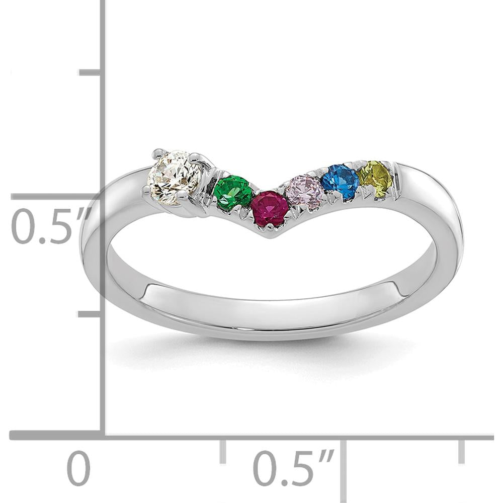 14K White Gold Semi-mount Mother's Ring with 5 Birthstones & Diamond Accent by Oro Pregiato