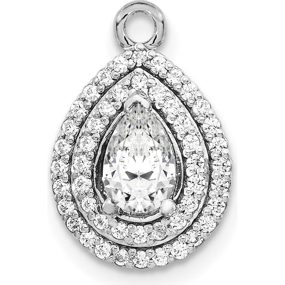 14K White Gold Semi-Mount Pendant for 6x4mm Pear-Shaped Diamond with 58 Round Diamonds - 0.25 Carat Total Diamond Weight by Monteluci Fine Jewelry