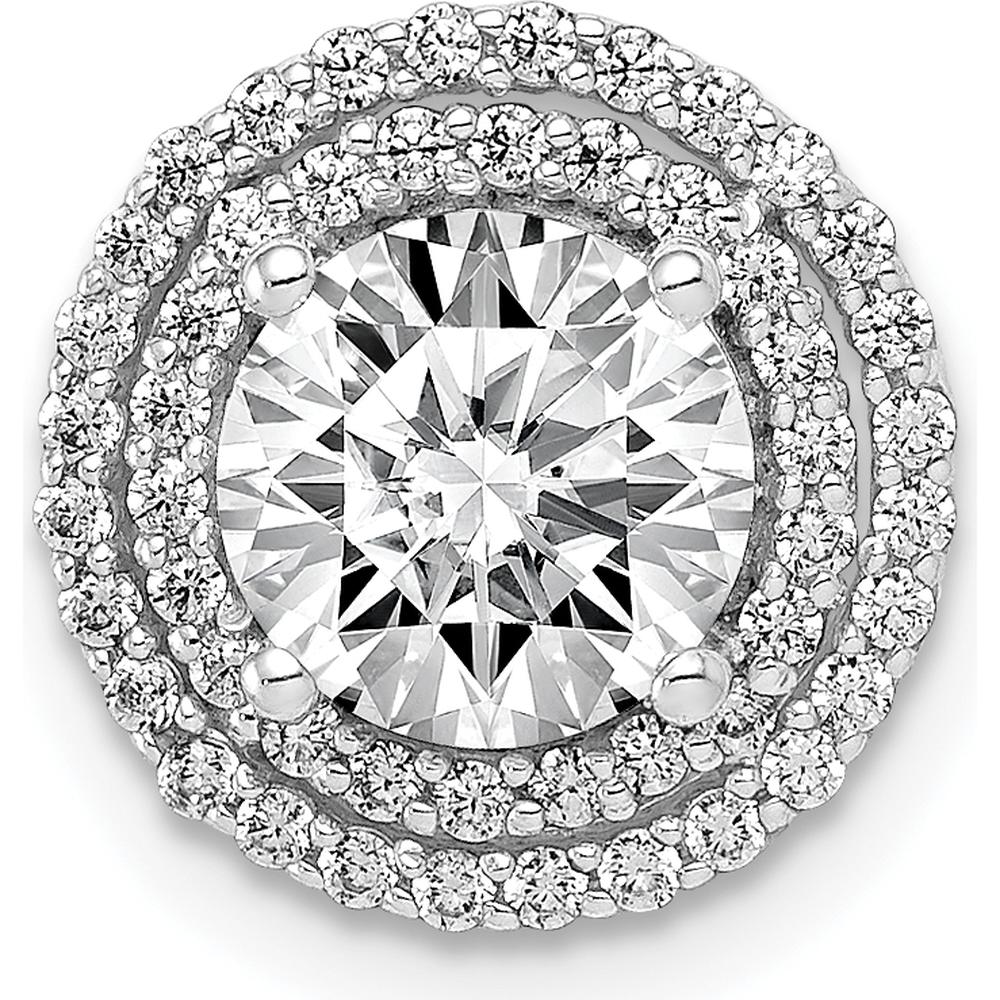14K White Gold Semi-Mount Pendant with 6.5mm Round Center Stone and Diamond Halo - 1 Carat Total Diamond Weight by Monteluci Fine Jewelry