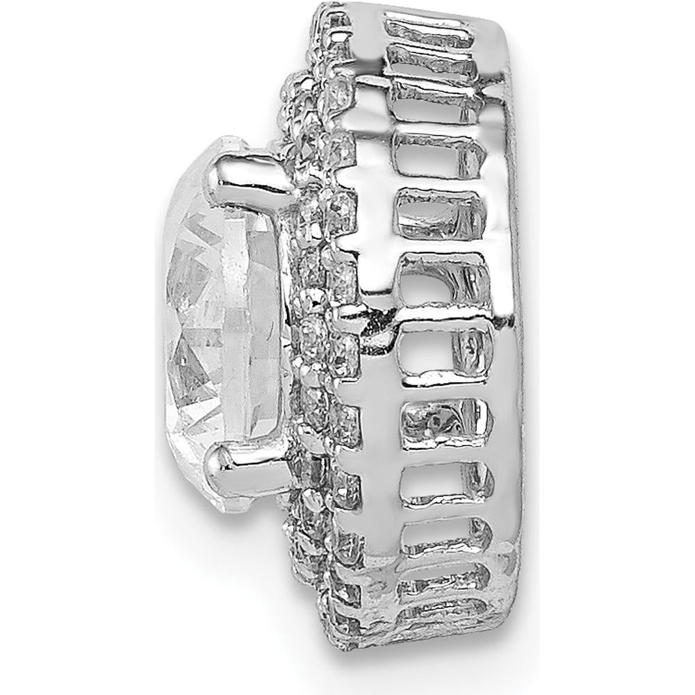 14K White Gold Semi-Mount Pendant with 6.5mm Round Center Stone and Diamond Halo - 1 Carat Total Diamond Weight by Monteluci Fine Jewelry