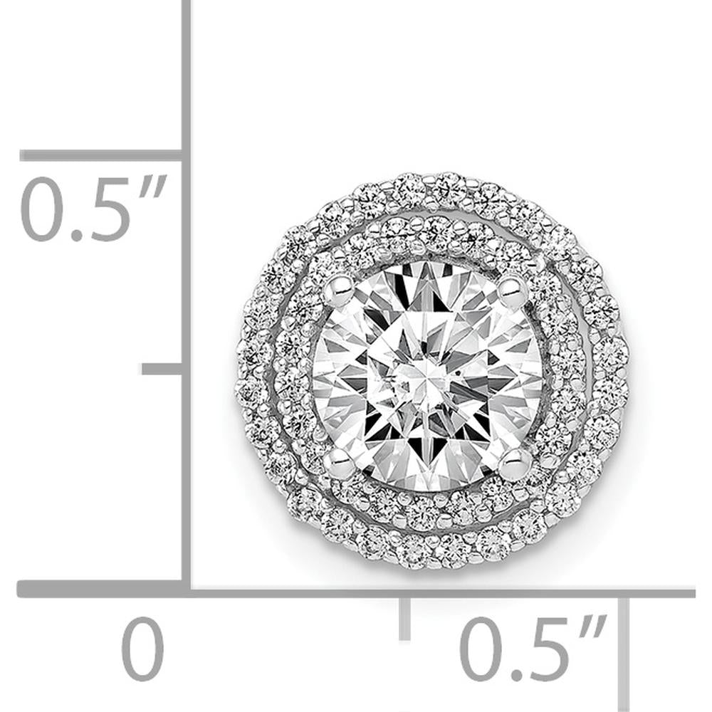 14K White Gold Semi-Mount Pendant with 6.5mm Round Center Stone and Diamond Halo - 1 Carat Total Diamond Weight by Monteluci Fine Jewelry