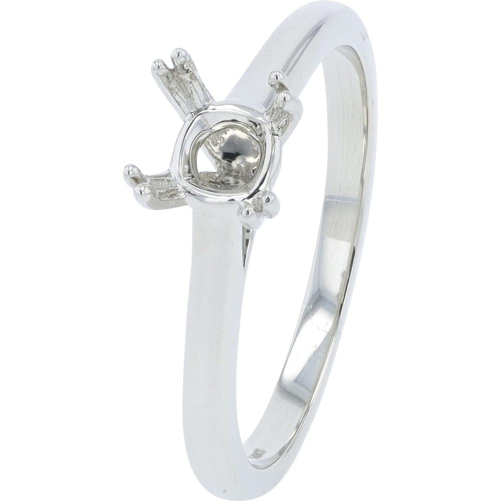 14K White Gold Semi-Mount Ring for 5mm Cushion-Cut Gemstone - Elegant Statement Jewelry