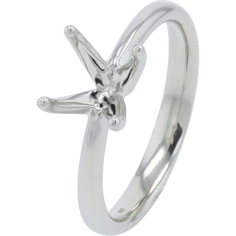 14K White Gold Semi-Mount Ring with 7.3mm Four-Prong Head for Custom Center Stone